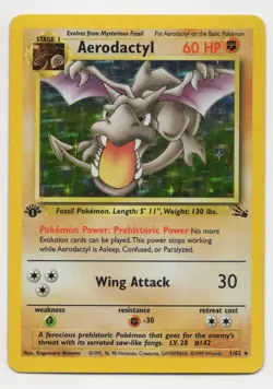 Pokemon: Fossil *Foil* Aerodactyl (1/62) 1st Edition Holo Rare - Image 1