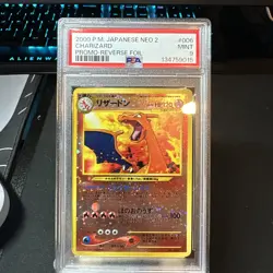 Pokemon Charizard Neo 2 Japanese Reverse Holo Promo #006 PSA 9 Mint - Image 1