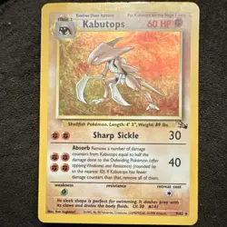 Pokemon TCG Kabutops Fossil 9/62 Holo Rare 1999 DMG - Image 1