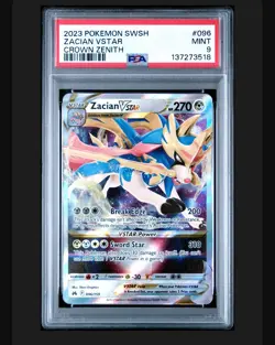2023 Pokemon Crown Zenith 096 Zacian Vstar PSA 9 Mint - Image 1