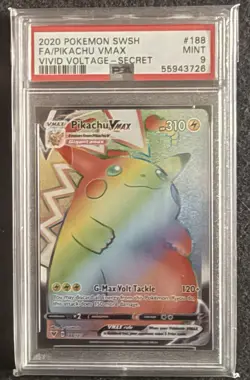 2020 POKEMON SWORD & SHIELD VIVID VOLTAGE SECRET FULL ART/PIKACHU VMAX PSA 9 - Image 1