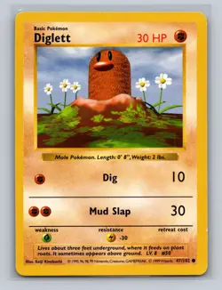 Pokemon Diglett #047/102 Base Set (Shadowless) Trading Card TCG Nintendo 1999 LP - Image 5