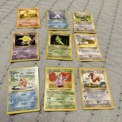 9 Base Set Shadowless Pokemon Card Lot Vintage LP Charmander Magikarp drowzee - Image 1