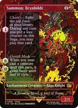 MTG Magic The Gathering FIN Final Fantasy Borderless Foil #366 Summon Brynhildr - Image 1