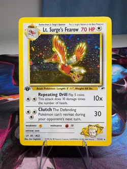 Pokemon TCG Lt. Surge's Fearow Gym Heroes 1st Edition Holo Rare Swirl #7/132 LP - Image 1