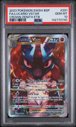 2023 POKEMON SWSH BLACK STAR PROMO #291 FULL ART/LUCARIO VSTAR PSA 10 - Image 1