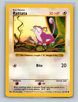 Pokemon TCG Rattata Base Set 61/102 Regular Shadowless Common - LP - Image 5
