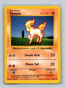 Pokemon TCG - Ponyta 60/102 Base Set common Shadowless - LP - Image 5