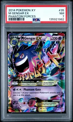 2014 POKEMON XY PHANTOM FORCES #35 M GENGAR EX PSA 7 - Image 1
