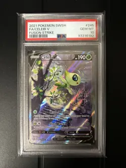 PSA Gem Mint 10 Pokemon TCG Celebi V Fusion Strike 245/264 Alternate Full Art - Image 1
