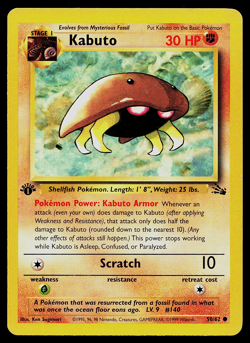 Pokemon Card Kabuto 50/62 Fossil 1st Edition - Image 1