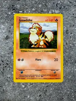 Pokemon TCG Cards SHADOWLESS Base Set Growlithe 28/102 Uncommon LP-MP - Image 1