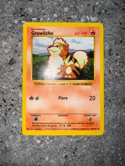 Pokemon TCG Cards SHADOWLESS Base Set Growlithe 28/102 Uncommon LP-MP - Image 3