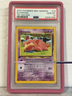 Pokemon 2000 Neo Genesis 1st Edition 73/111 Slowpoke PSA 10 Gem Mint - Image 1