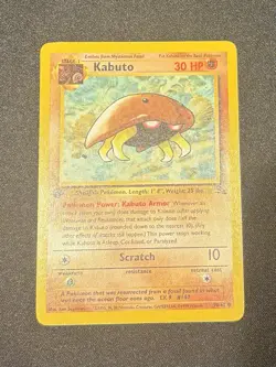 Pokemon Kabuto First Edition Card 1st Wotc 50/62 Fossil - Image 1