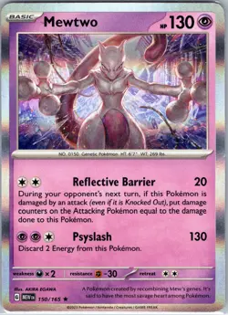 Pokemon Mewtwo ✨ Holofoil Rare SV: Scarlet & Violet 151 150/165 NM - Image 1