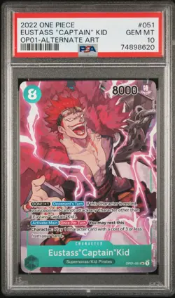 2022 One Piece Eustass "Captain" Kid OP01-051 Alternate Art PSA 10 Pre-errata - Image 1