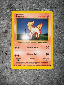 Pokemon TCG Cards SHADOWLESS Base Set Ponyta 60/102 LP - Image 3
