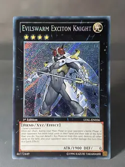Evilswarm Exciton Knight Secret Rare Card LVAL-EN056 1st Edition NM - Image 1