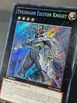 Evilswarm Exciton Knight Secret Rare Card LVAL-EN056 1st Edition NM - Image 2