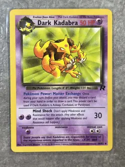 Dark Kadabra 39/82 Pokemon TCG Team Rocket Vintage WOTC Card (Light Play) - Image 1