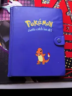 Vintage 1999 Pokemon Charmander Blue 4 Pocket 28 Page Trading Card Binder Rare - Image 1