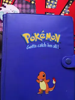 Vintage 1999 Pokemon Charmander Blue 4 Pocket 28 Page Trading Card Binder Rare - Image 2