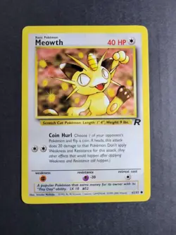 Meowth 62/82 Pokemon TCG Team Rocket Unlimited Regular Common LP - Image 2