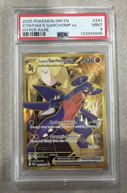 Pokemon Destined Rivals Cynthia’s Garchomp 241/182 Hyper Rare PSA 9 MINT - Image 1