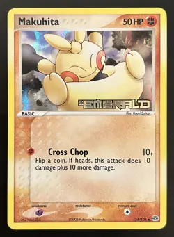 Makuhita Pokemon EX Emerald Stamped Reverse Holo 54/106 Rare Light Played - Image 1