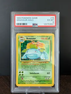 1999 POKEMON TCG BASE SET UNLIMITED #15 VENUSAUR - HOLO PSA 6 EX-MT - Image 1