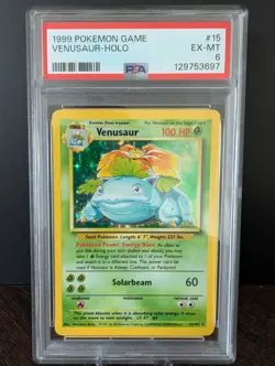 1999 POKEMON TCG BASE SET UNLIMITED #15 VENUSAUR - HOLO PSA 6 EX-MT - Image 3