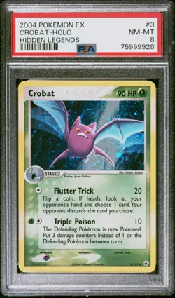 2004 Pokemon EX Hidden Legends Crobat holo 3/101 PSA 8 NM-MT 75999928 - Image 1