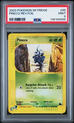 2003 POKEMON SKYRIDGE #85 PINECO-REVERSE FOIL PSA 9 - Image 1