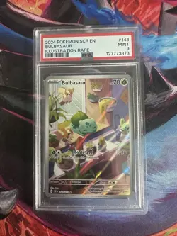 Pokemon SCR EN-Stellar Crown 143 Bulbasaur Illustration Rare PSA 9 MINT - Image 1