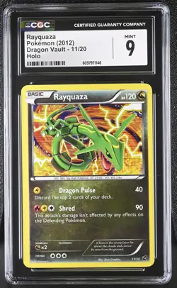CGC 9 MINT Rayquaza 2012 Dragon Vault 11/20 Holo Pokemon Card - Image 1