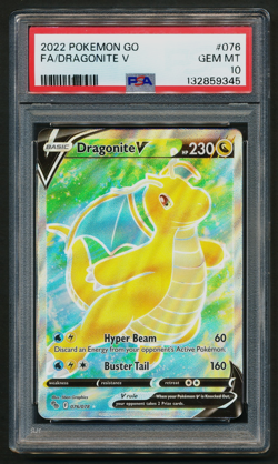 Dragonite V 076/078 Full Art Ultra Rare Holo Pokemon 2022 GO PSA 10 MINT - Image 1