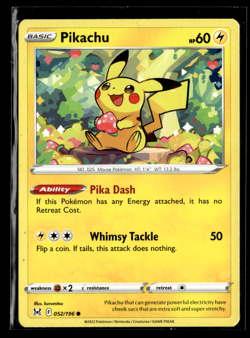 Pikachu 052/196 Regular SWSH11: Lost Origin NM Pokemon TCG Card - Image 1