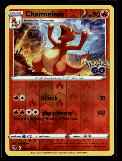 Charmeleon 9/78 Pokemon GO Reverse Holo Uncommon Pokemon TCG 009/078 Card LP/NM - Image 1