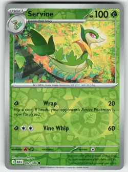 Servine 002/086 Reverse Holo Common Black Bolt Pokemon NM - Image 1