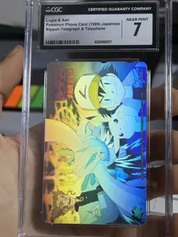CGC 7 Lugia & Ash Phone Card 1999 Nippon Telegraph Japanese Pokemon Card TCG - Image 1