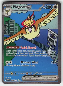 Pidgeot ex 225/197 Special Illustration Rare Obsidian Flames Pokemon NM - Image 1