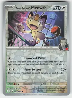 Team Rocket's Meowth 149/182 Reverse Holo Common Destined Rivals Pokemon NM - Image 1