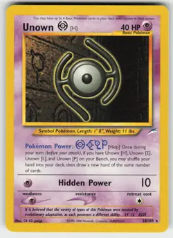 Unown [H] 28/105 Rare Neo Destiny Pokemon NM - Image 1