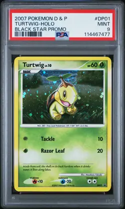 2007 POKEMON DIAMOND & PEARL BLACK STAR PROMO #DP01 TURTWIG-HOLO PSA 9 - Image 1