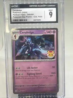 2024 Pokemon Day Ceruledge 040/091 Paldean Fates Cosmos Holo CGC 9 Mint Promo - Image 1