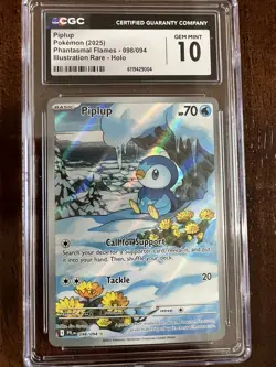 2025 Pokemon Piplup Phantasmal Flames 098/094 IR CGC GEM MINT 10 - Image 1