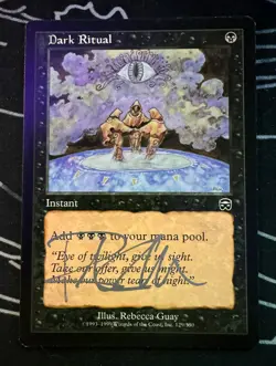 Signed Dark Ritual MTG card Mercadian Masques expansion artist Rebecca Guay - Image 1