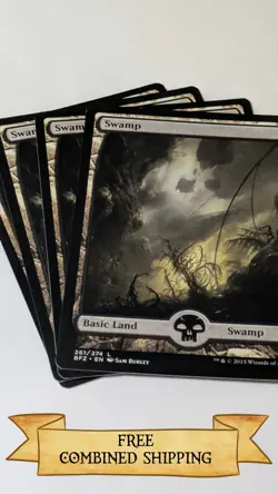 Magic The Gathering: 4x Battle for Zendikar (BFZ) Full Art Swamp - Image 1