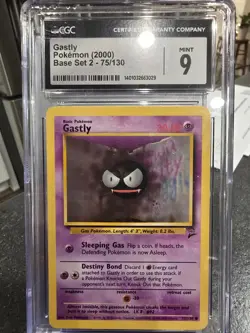 Pokemon Gastly 75/130 Base Set 2 (2000) CGC 9 - Image 1
